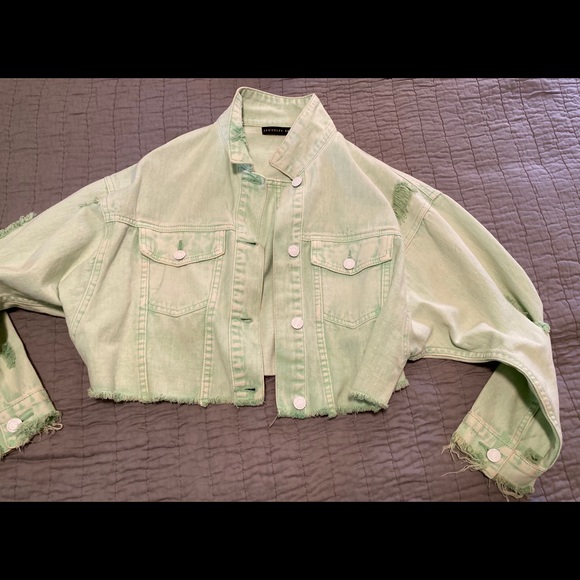 bright green denim jacket